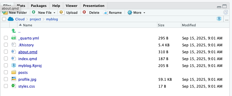 Myblog folder screenshot